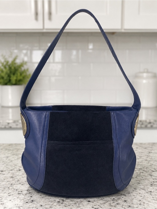 b. makowsky Handbags - B Makowsky Shoulder Bag Blue Suede Leather